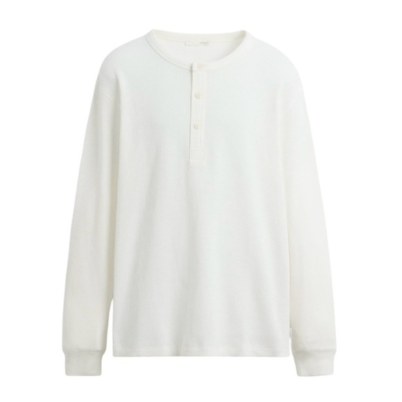 Zara Men’s White Long Sleeve Henley Shirt Waffle Knit Size Large NEW WITH TAG - Picture 2 of 12